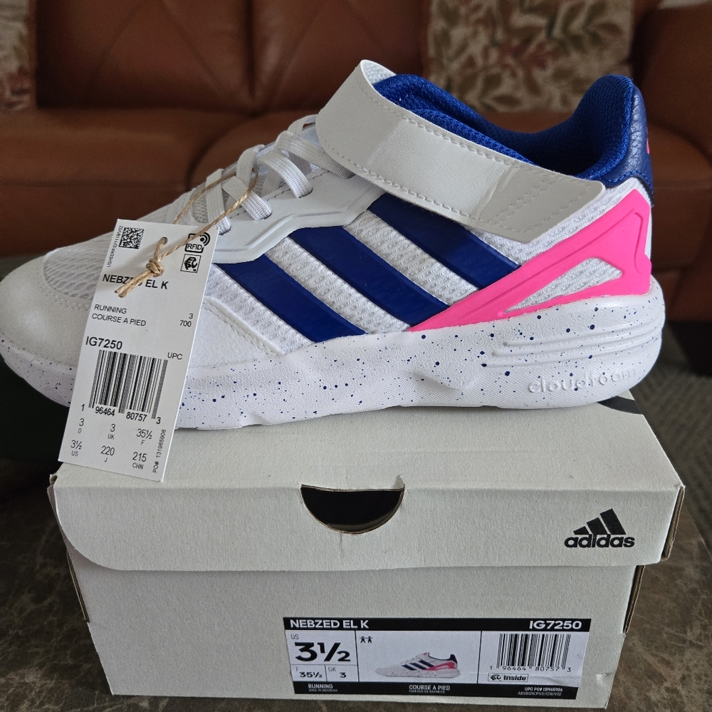 Adidas White and Blue Sneakers with Classic Stripes